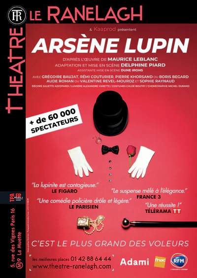 Affiche de la pièce Arsène Lupin - Théâtre Le Ranelagh